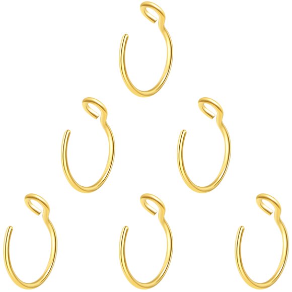 Aros para nariz VELCARE 6 uds 8 mm oro de clip – 20G