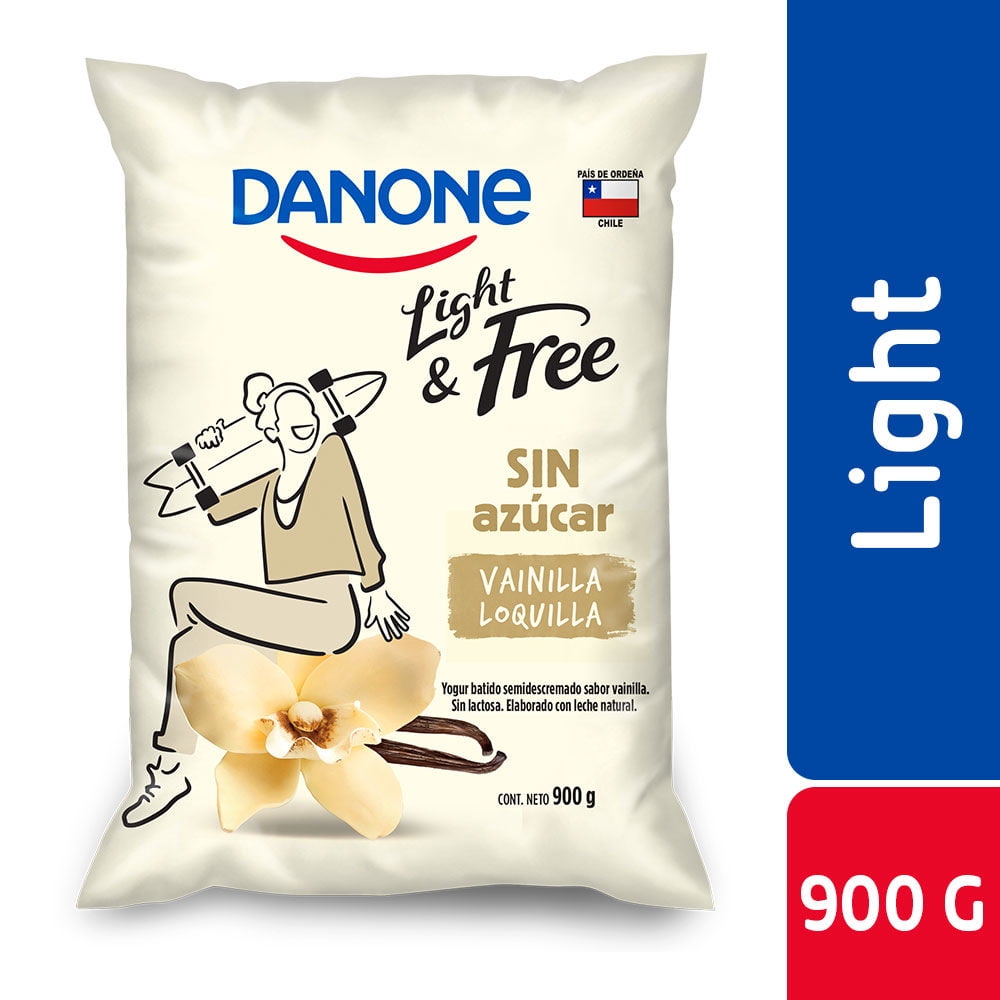 Yoghurt Light & Free Sabor Vainilla Bolsa 900 gr Danone