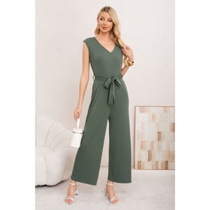 Likeshop - Enterito Mujer Verano Acanalado Escote V Sin Manga Colores 3375