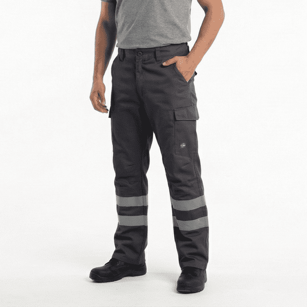 Pantalón Cargo Gabardina Con Cinta Reflectante Hombre Gris