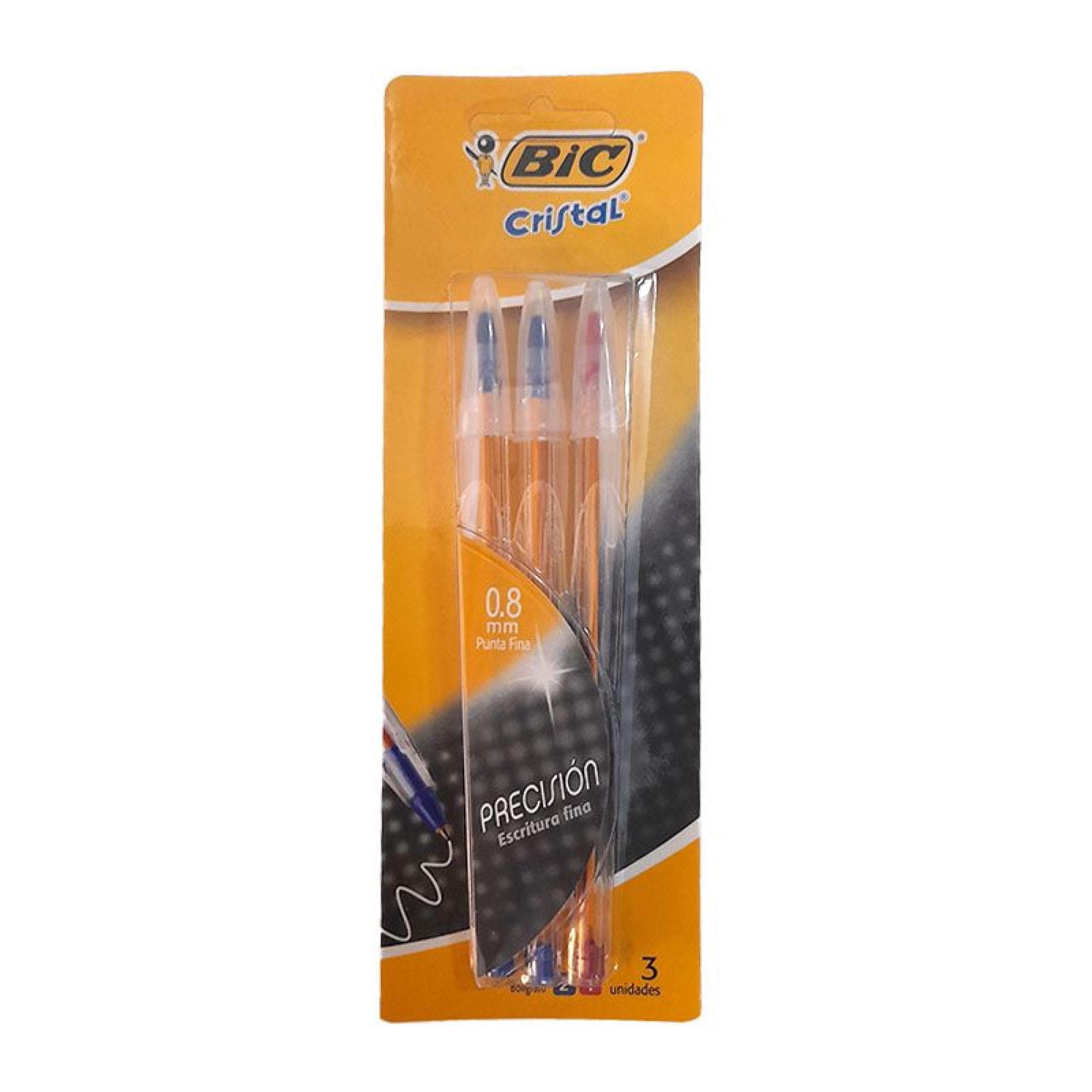 Lápices Pasta Punta Fina 2 Azul 1 Rojo Bic