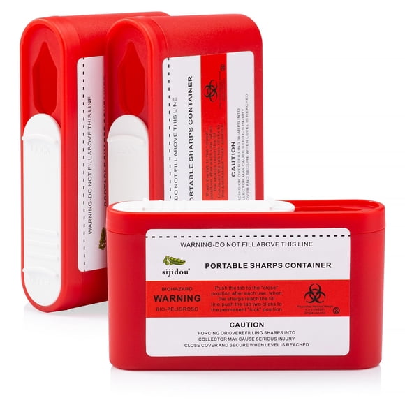 Contenedor de objetos punzantes sijidou pack de 3, 70 ml, tamaño de viaje