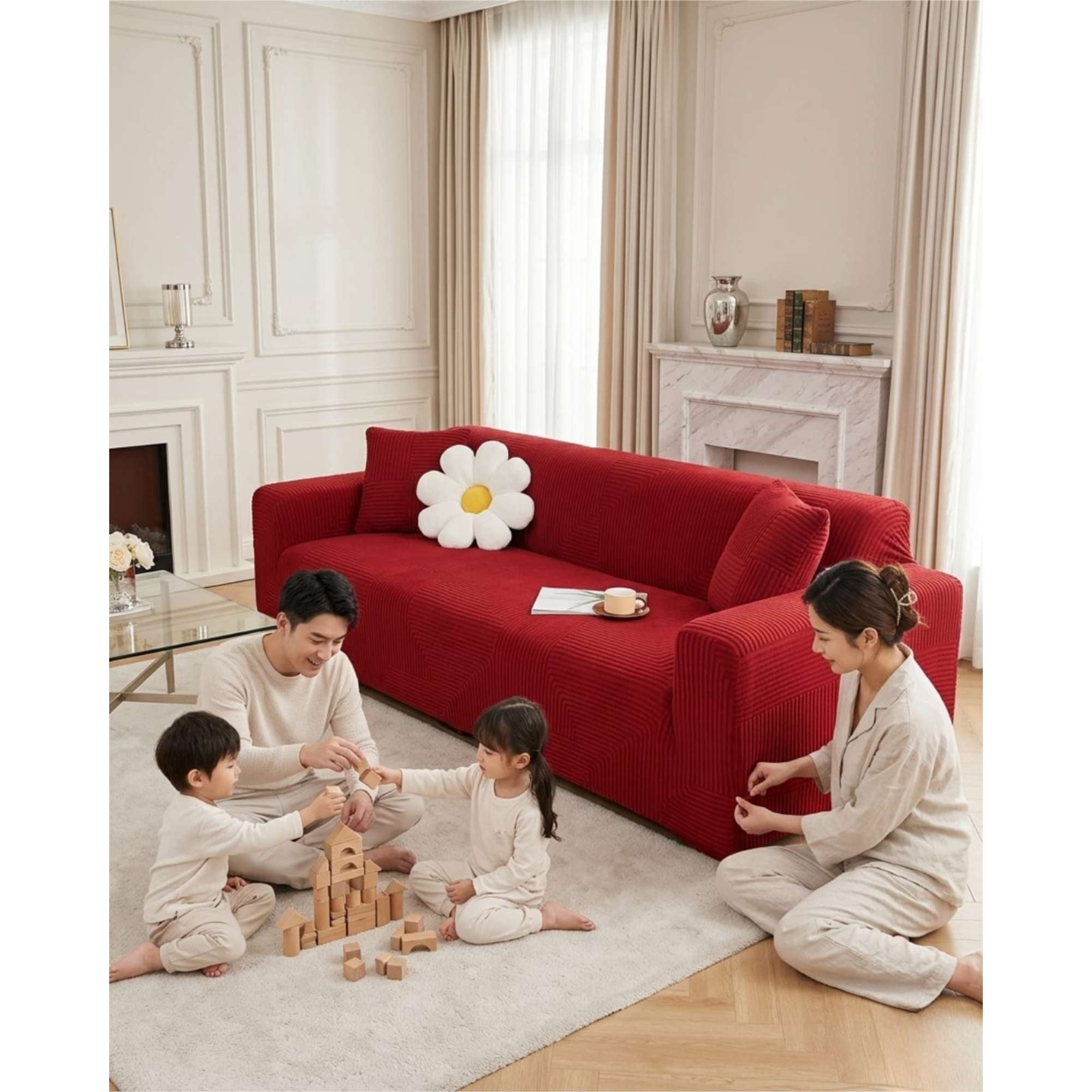 Mylhogar - Funda Elástica Para Sofa 4 Cuerpos Polar Texturizado