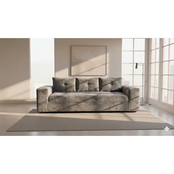 Sofa Praga 3 Cuerpos Felpa Gris