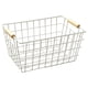 thumbnail image 4 of Cesta De Almacenamiento De Alambre Portátil Con Mango De Madera Para Oficina, Sala De Estudio, Aperitivos, Color Blanco S, 4 of 5