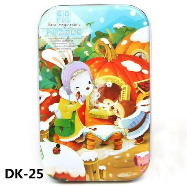 60pcs Jigsaw Puzzle Cartoon Animal Vehicle Games Baby Educational Toys, For Kids Christmas Gifts