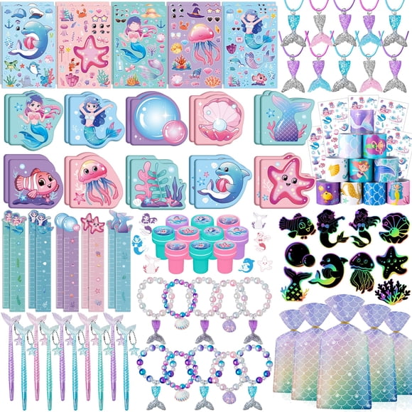 Set de obsequios para fiestas con diseño de sirenas en forma de DMIGHT, 110 unidades, sellos, etc.