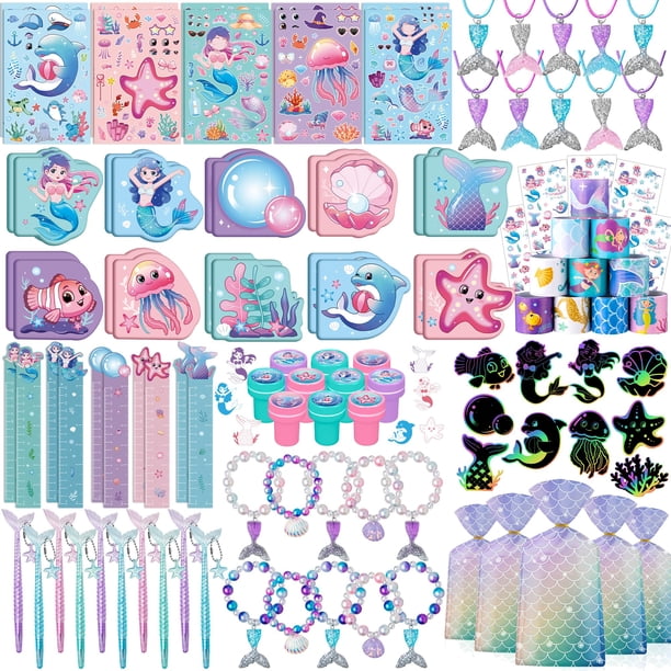 Set de obsequios para fiestas con diseño de sirenas en forma de DMIGHT, 110 unidades, sellos, etc.