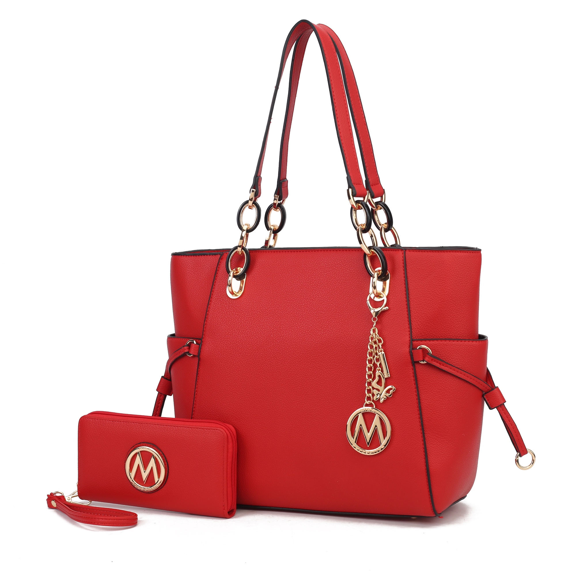 Cartera Mkf Collection + Billetera Cuero Vegano, Rojo
