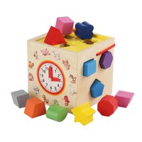 Magideal - Juguete De Clasificación De Formas Para Niños Pequeños, Centro De Actividades De Madera, 12 Bloques De Construcción, Cubo De Actividades Para Bebé Par