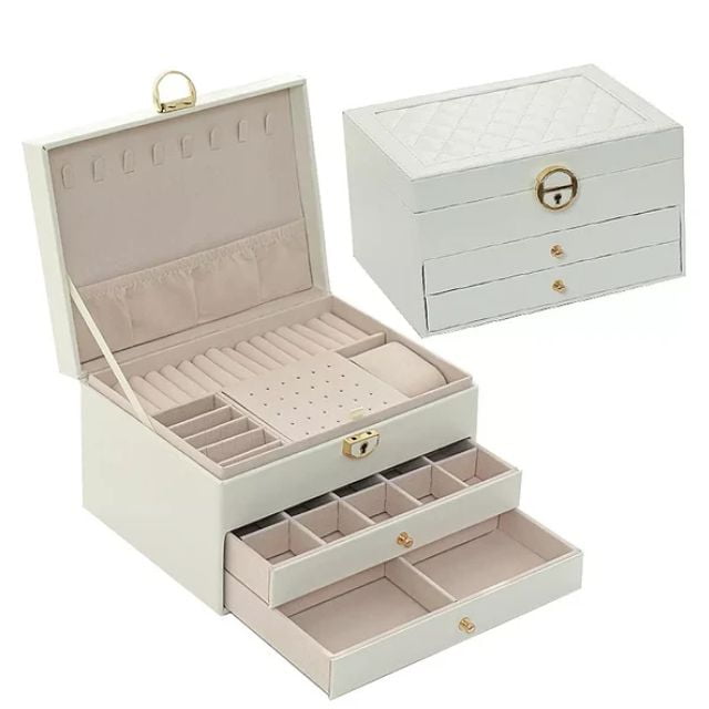 Joyero Caja De Joya Dos Capas Tipo Maleta Organizador Joyas