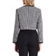thumbnail image 3 of INSPIRE CHIC Blazer de Pata de Gallo para Mujer Sin Cuello con Frente Abierto Chaqueta de Tweed a Cuadros Recortada XL Negro Blanco, 3 of 5