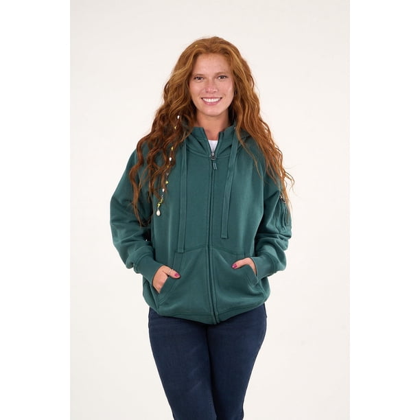 Poleron Franela Full Zipper Procesado Verde Vw7715