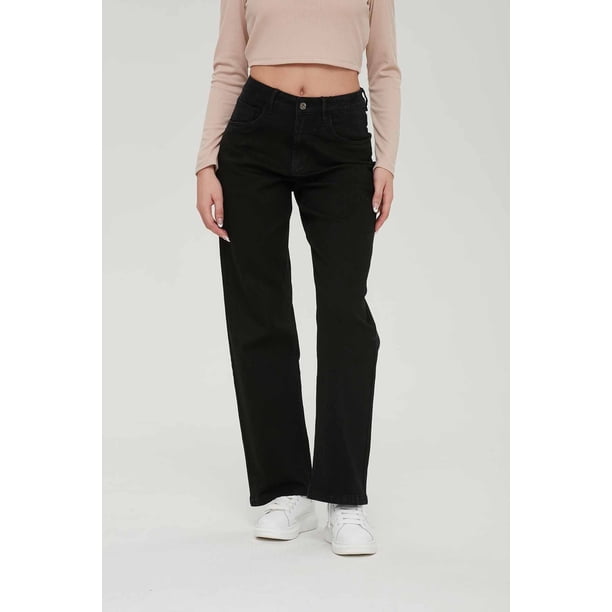 Jeans Mujer Wide Leg Wide Leg Negro