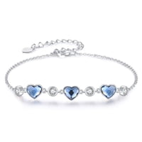 Vanité - Pulsera Corazones Plata Italiana - Azul Y Blanco