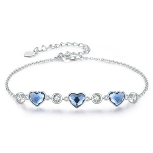Vanité - Pulsera Corazones Plata Italiana - Azul Y Blanco