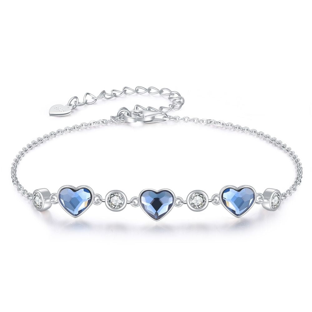 Vanité - Pulsera Corazones Plata Italiana - Azul Y Blanco