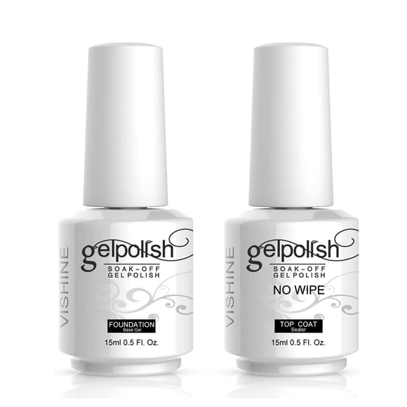 Set de esmaltes de uñas Vishine Base Coat de 15 ml y capa superior sin limpiar de 15 ml