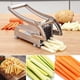 thumbnail image 3 of Cortador de papas fritas con 2 cuchillas, cortador de papas fritas de acero inoxidable con patas antideslizantes, herramienta de cocina para zanahorias, verduras y frutas., 3 of 7