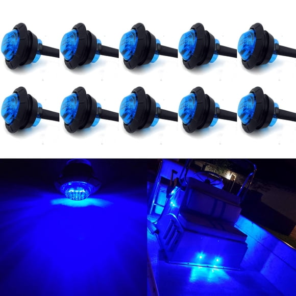 Luces LED KEING para barcos marinos impermeables, paquete de 10 12 V (azul)