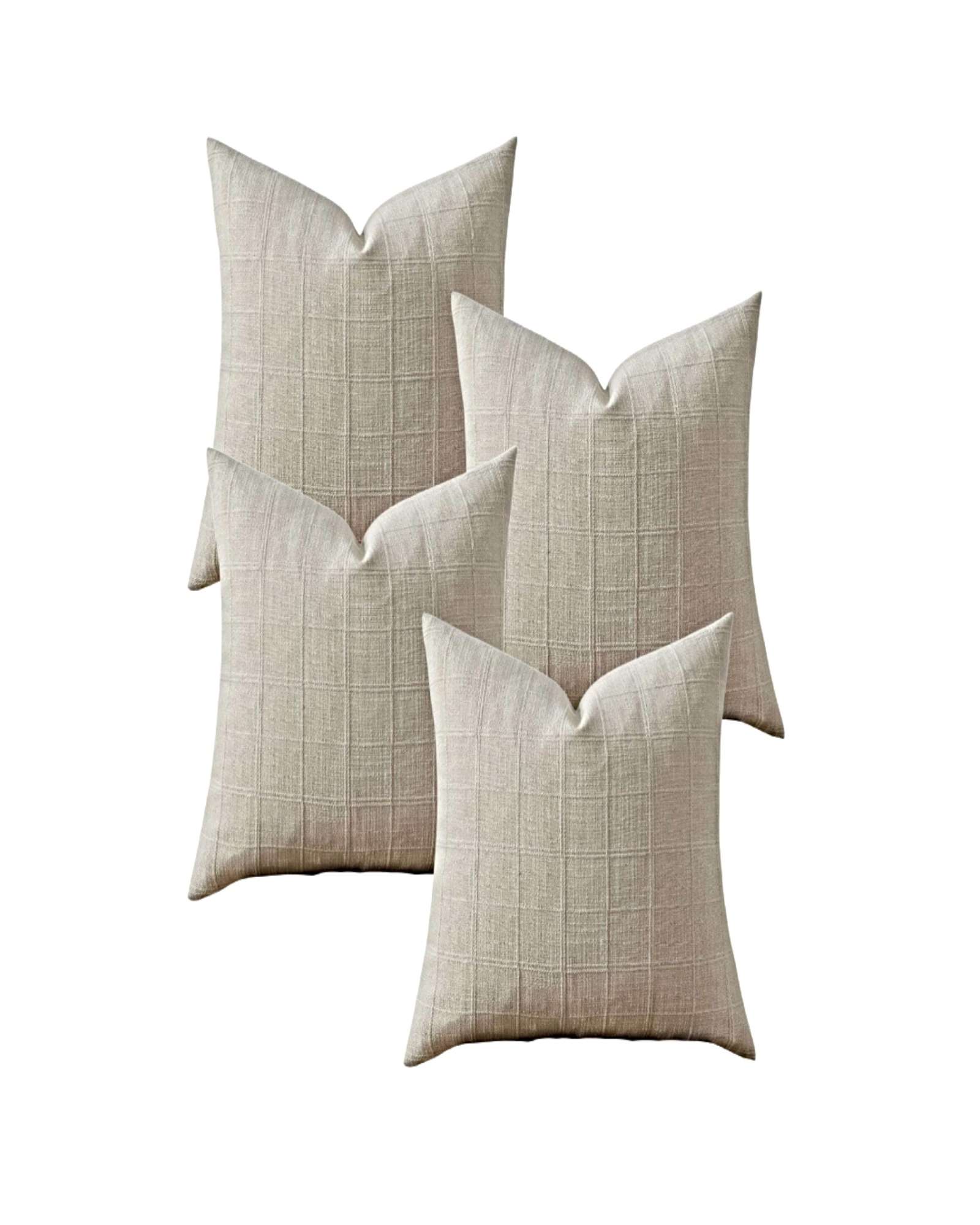 Genérico - Pack De 4 Fundas De Cojin Jacquard Cuadrille 45X45 Cm Blanco