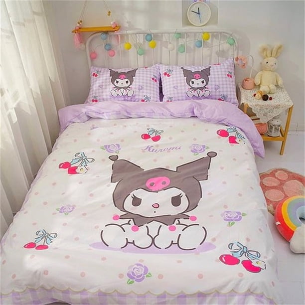 Purple Duvet Cover Kuromi Cartoon Dark Loli Kids Bedding Set Queen King Princess Style for Bedroom Decoration Gifts
