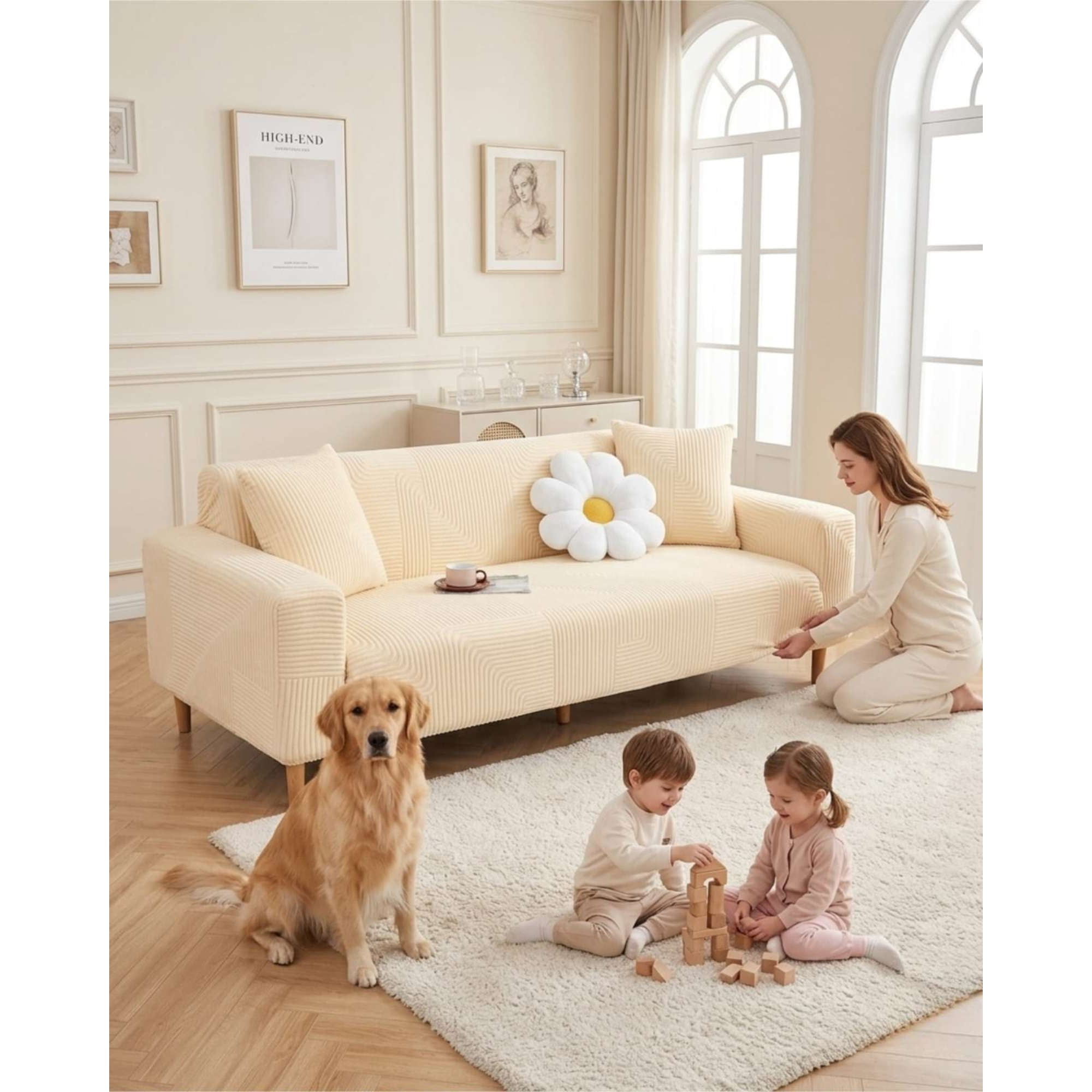 Mylhogar - Funda Para Sofa 3 Cuerpos Diseño Moderno De Polar