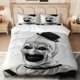 thumbnail image 1 of 3pcs Broken Soul Clown Black and White Twisted Pattern Printed Bedding Set, 1 of 1