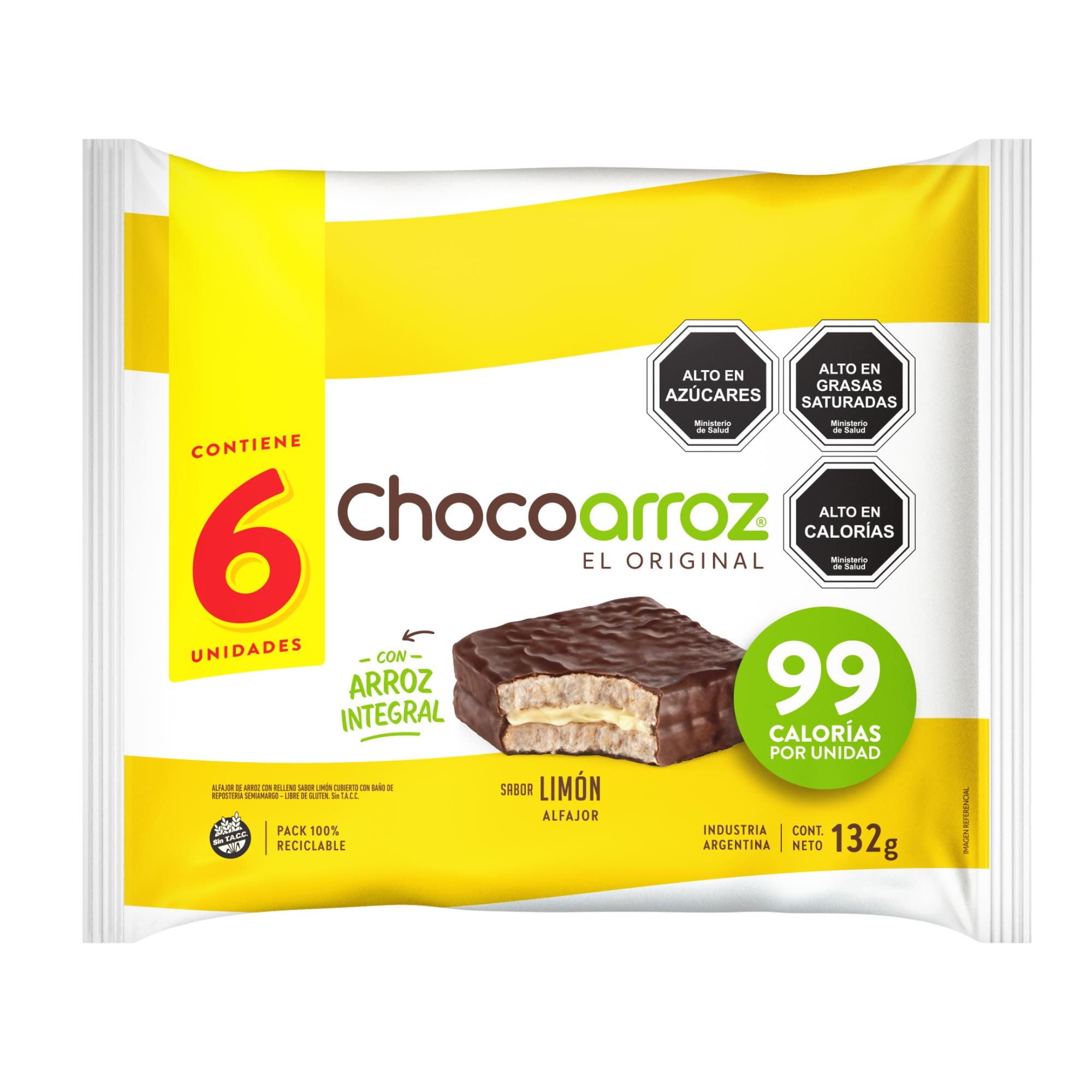 Alfajor Choco Limón 6un 132 g Choco arroz