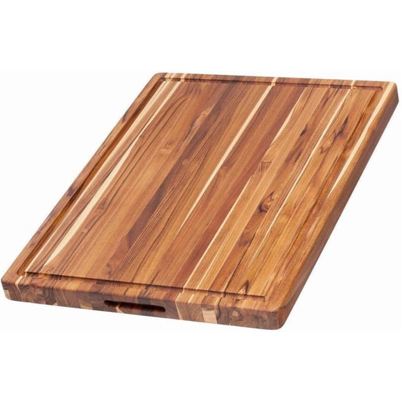 Tabla de cortar, tabla de tallar, madera grande, con ranura para jugo