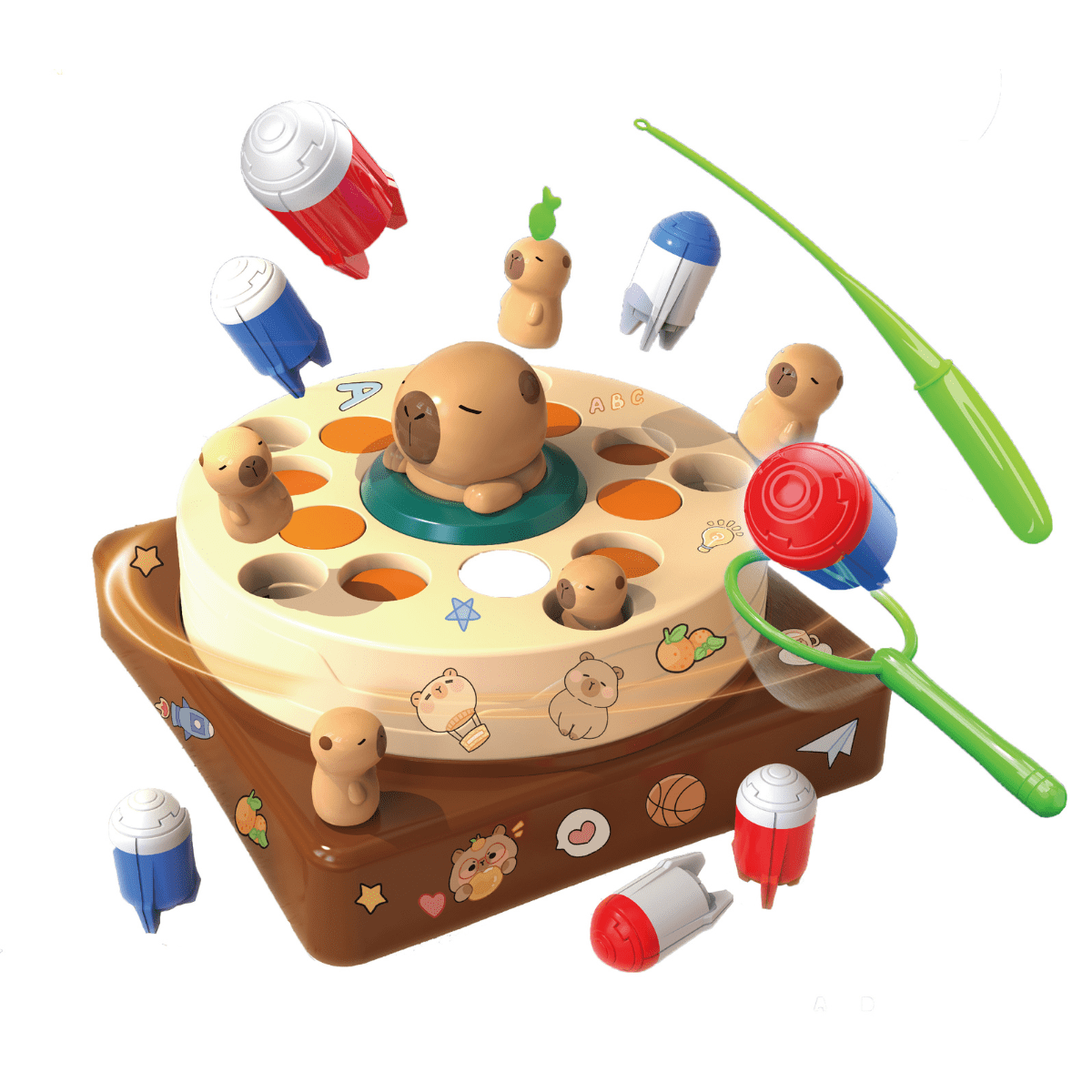 Otuti - Juego De Mesa Pesca Eléctrico Giratorio Capibara Para Niños