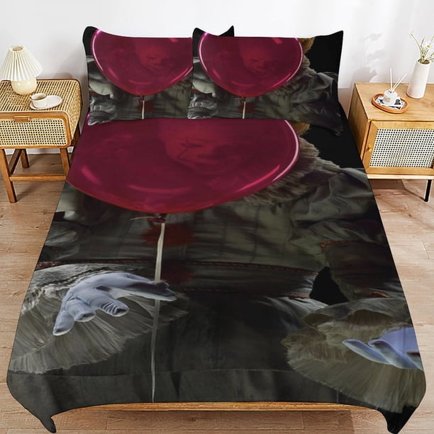 Pennywise Bedding Set Duvet Cover Comfortable and Lightweight Cartoon Bedding 3 Piece Bed Set