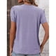 thumbnail image 5 of Camiseta de mujer con cuello en V, mangas cortas de pétalos, botones delanteros, aberturas, blusas casuales holgadas, 5 of 5