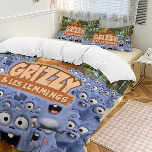 Grizzy And The Lemmings Grizzy And The Lemmings 3-Piece Bedding Set Soft Warm And Comfortable Soft Bed Set for Bedroom