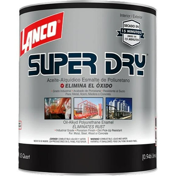 Esmalte Poliuretano Super Dry Negro 1/4GL 946ml Lanco