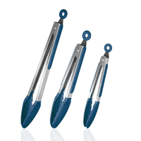 Set 3 Pinzas Acero Silicona Azul Fta