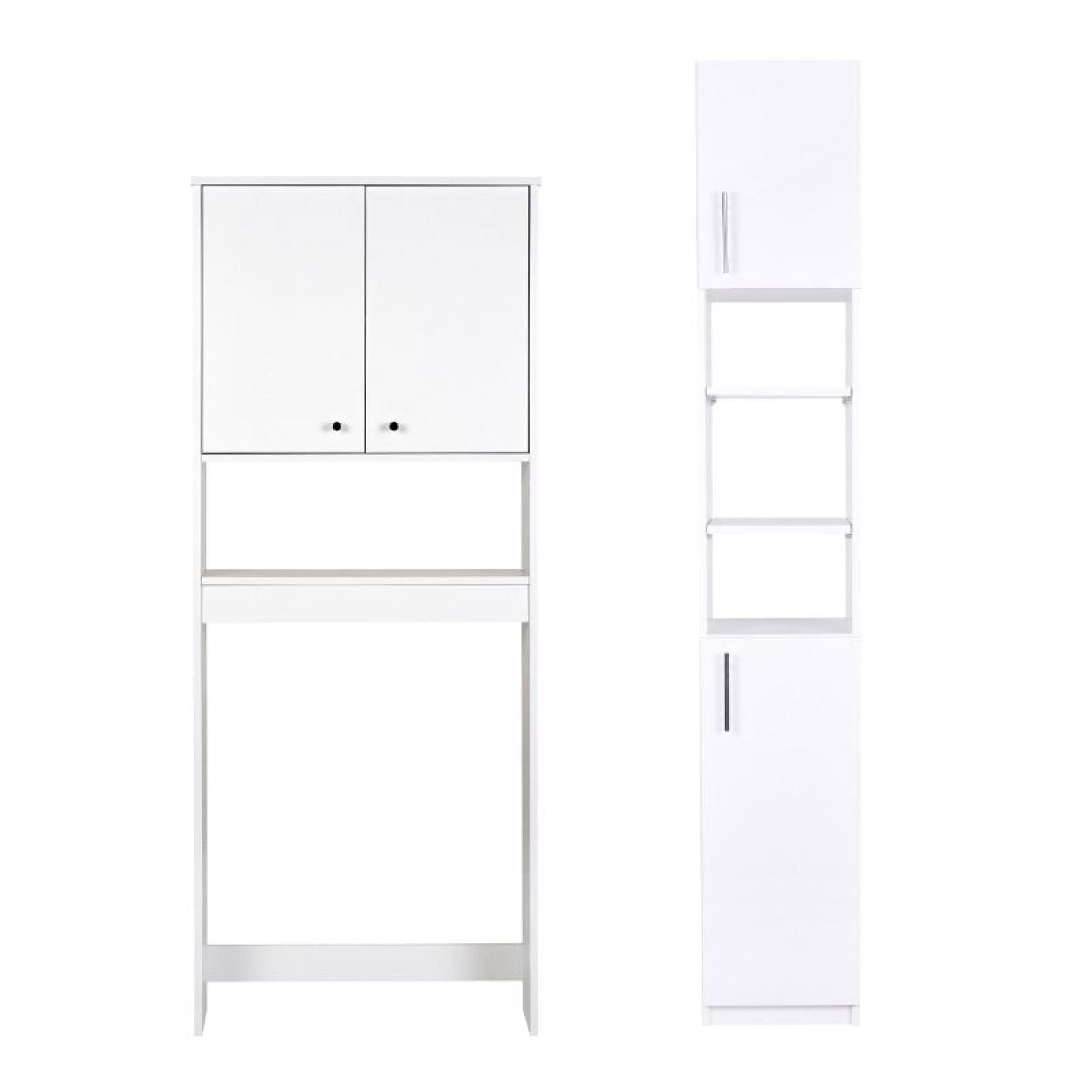 Combo Estante 2 Puertas + Estante Organizador Baño Blanco