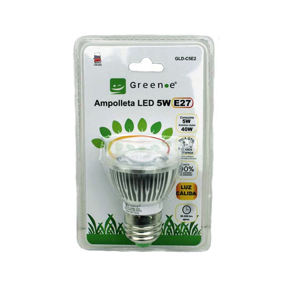 Green E - Ampolleta Led Spot 5w E27 Cob Luz Cálida