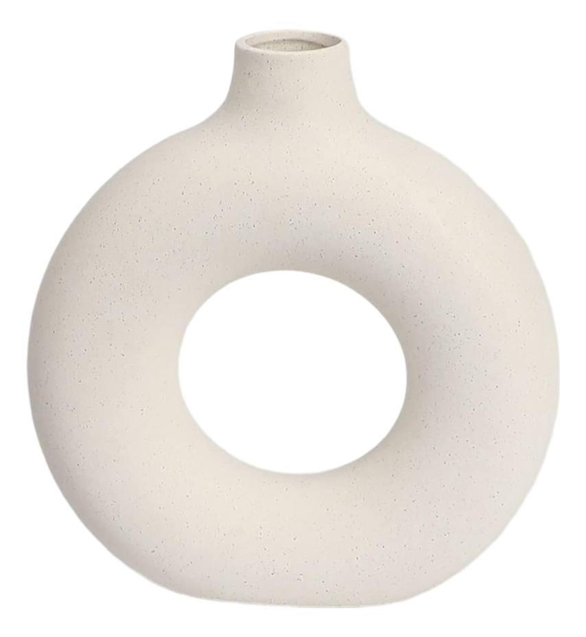 Genérico - Jarrón Cerámica Blanca Decoración Moderna Florero 19Cm Jhn