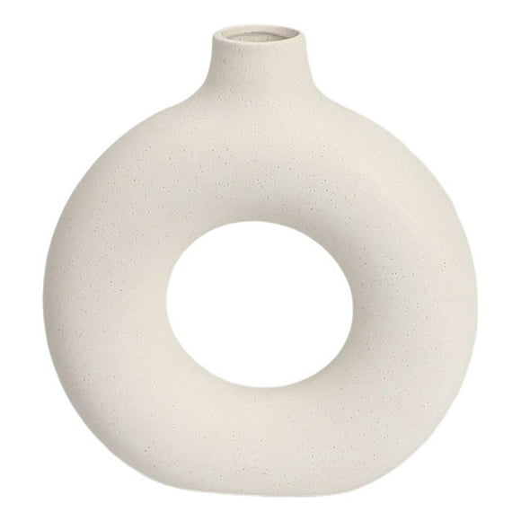 Jarrón Florero Cerámica Blanca Decoración Moderna 15,5cm Jhn