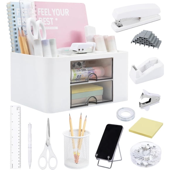 Organizador De Escritorio 13 Piezas Blanco Plástico