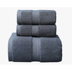 Atlas - Pack 3 Toallas Algodón Grueso Gris Claro