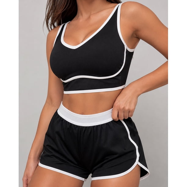 Conjunto Deportivo Para Mujer Short Y Peto Top Retro