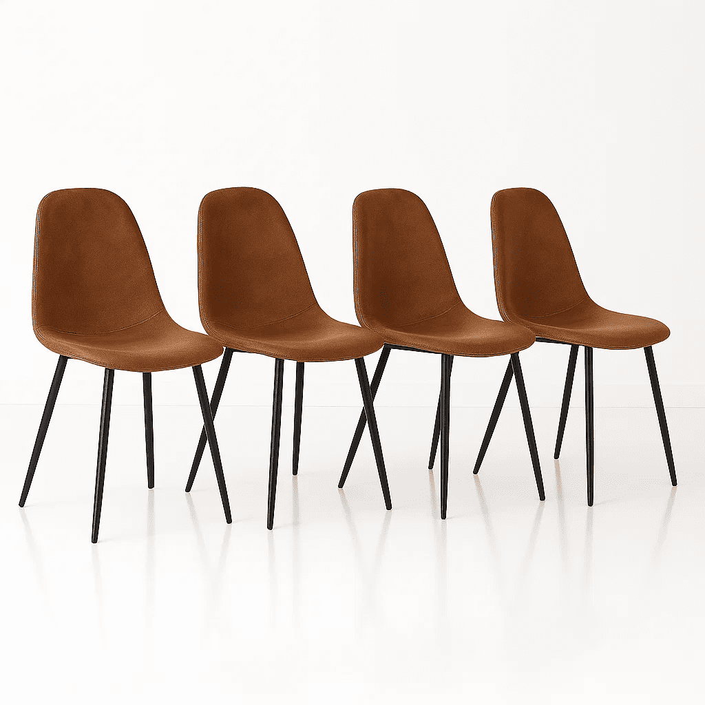 Klik Muebles - Pack De 4 Sillas Spoon Ecocuero Vintage Café Oscuro