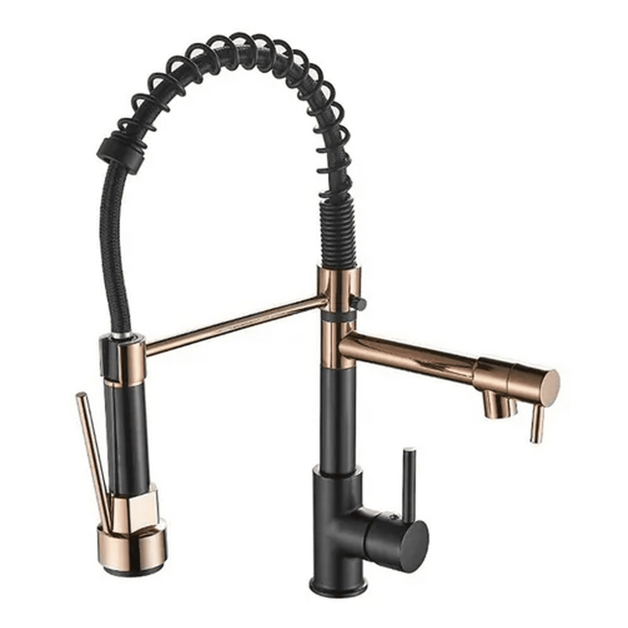 Genérico - Labalaos Grifo Llave Lavaplatos Cocina Extensible Triple Cepillado Negro