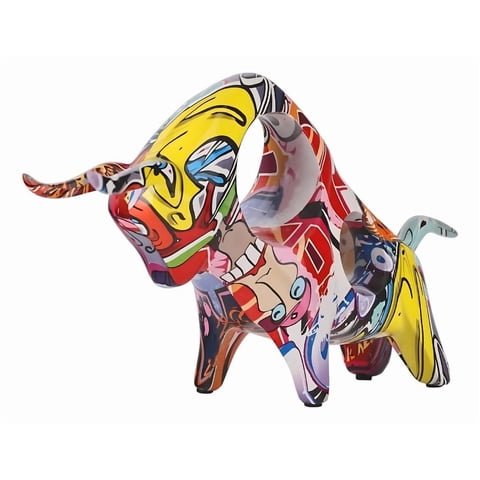 Genérico - Figura Decorativa Toro Estatua Graffiti Adorno Hogar Jhn