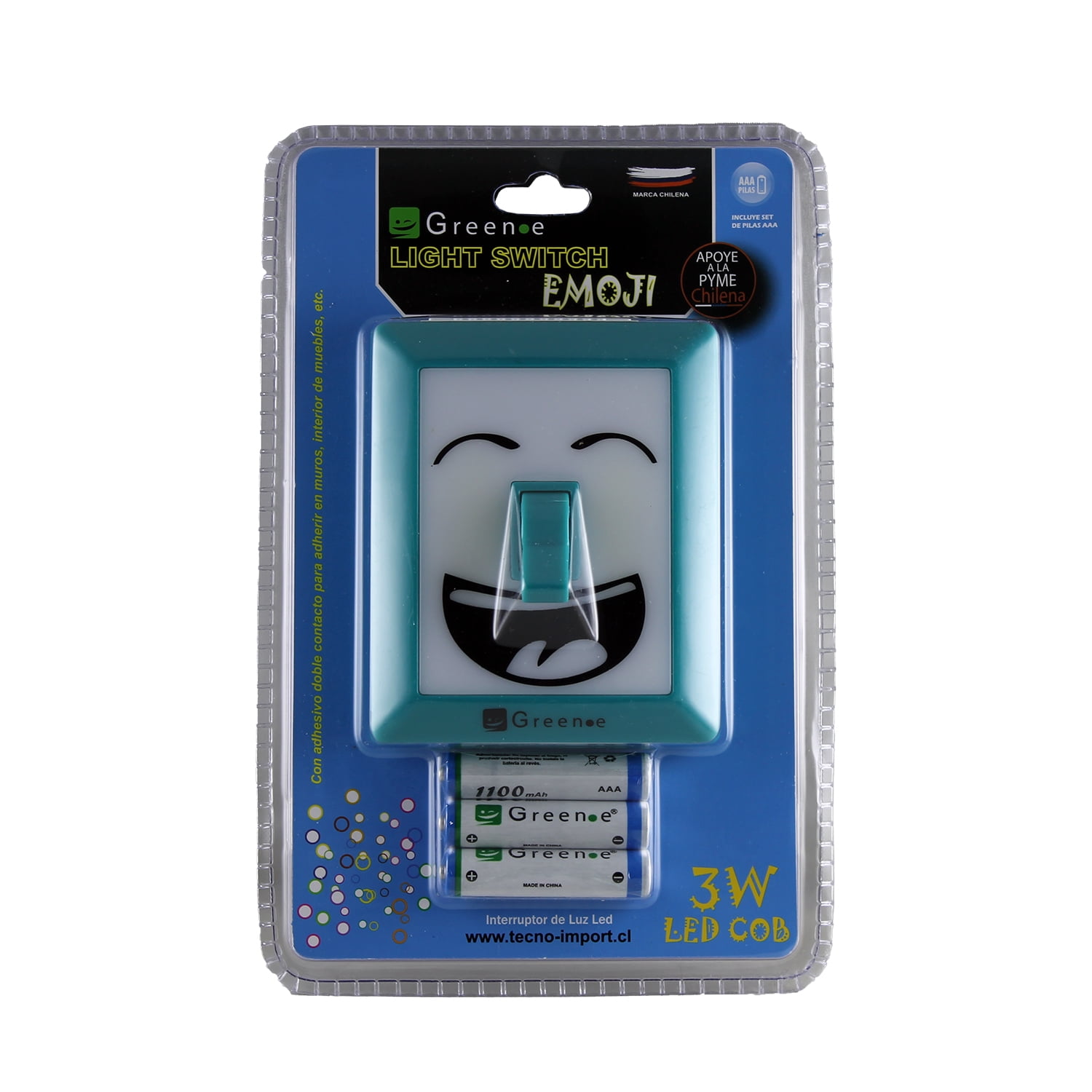 Green E - Luz Led Interruptor Emoji (espanta Cuco) 3 Pilas / Azul