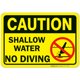 thumbnail image 1 of Letrero de piscina Sigo Signs Shallow Water No Diving, 25 x 18 cm, 1 of 9