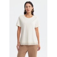 Fashionspark - Polera Mujer Detalle Cuello Crema