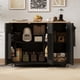 thumbnail image 3 of K&K 51" Fluted Kitchen Island with Drop Leaf, Farmhouse Accent Kitchen Island on Wheels with Internal Storage Rack, Rolling Kitchen Cart with Towel Rack for Kitchen, Dining Room, Black Ash, 3 of 3